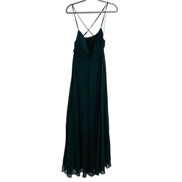 LULU'S SZ S Dreamy Romance Forest Green Backless Bridesmaid Maxi Dress NEW B96 - Picture 6 of 7